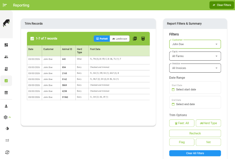 Hooftec App Reporting